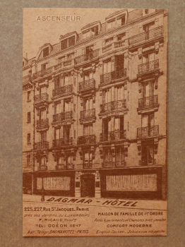 Postcard PC Paris 1920-1940 Hotel Dagmar Restaurant Rue St Jacques architecture France 75 Paris